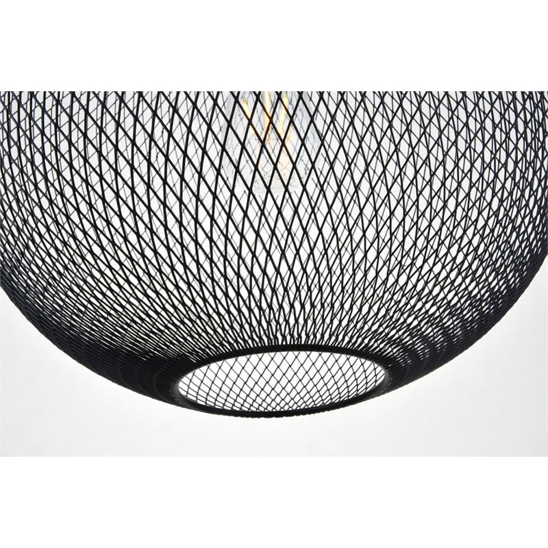 Pemberly Row Kenna 1-Light Pendant Lamp Metal in Black and Clear