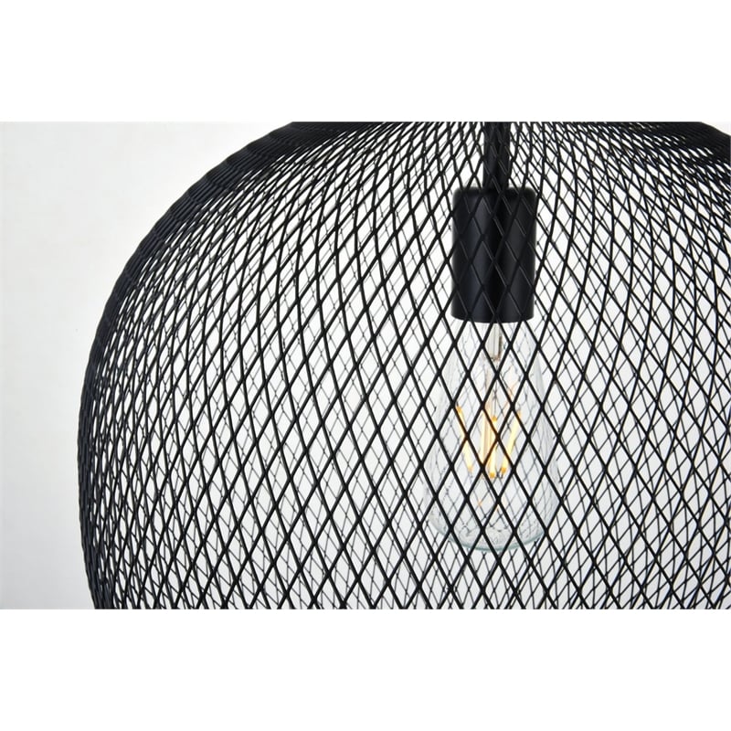 Pemberly Row Kenna 1-Light Pendant Lamp Metal in Black and Clear