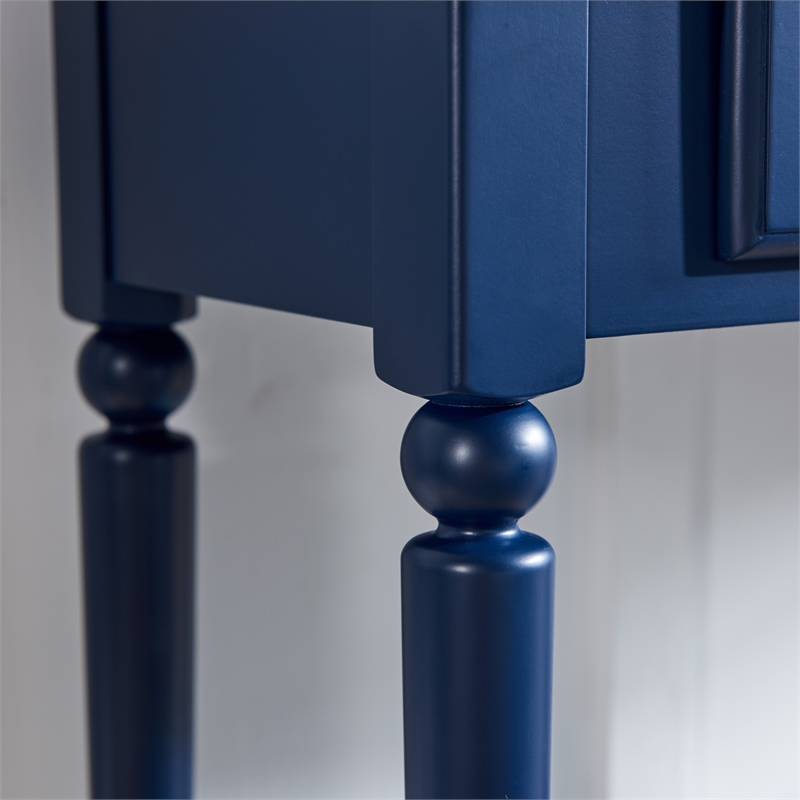 Pemberly Row Coastal Hall Console Table with Drawer in Navy Blue