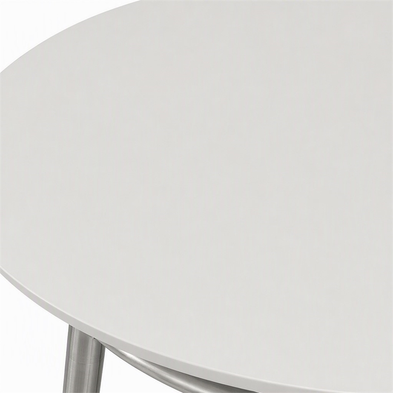 Pemberly Row Brooklyn Round Coffee Table with Brushed Nickel Frame