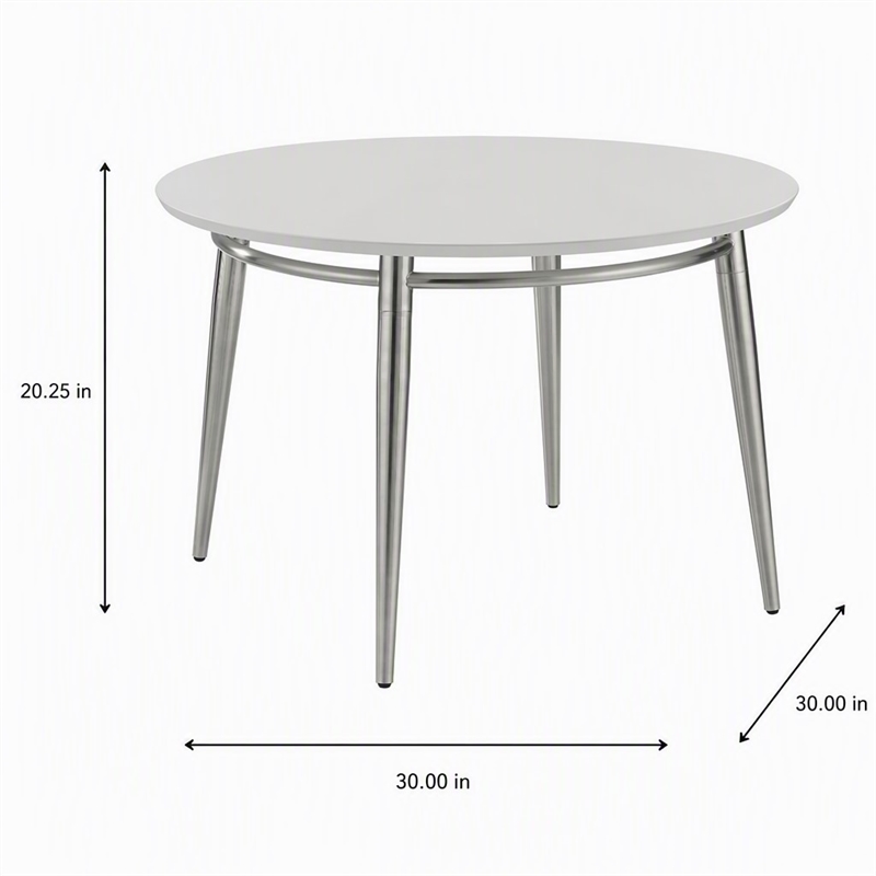 Pemberly Row Brooklyn Round Coffee Table with Brushed Nickel Frame