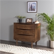 Pemberly Row Dillon Solid Wood 3-Drawer Bedroom Chest in Walnut Finish
