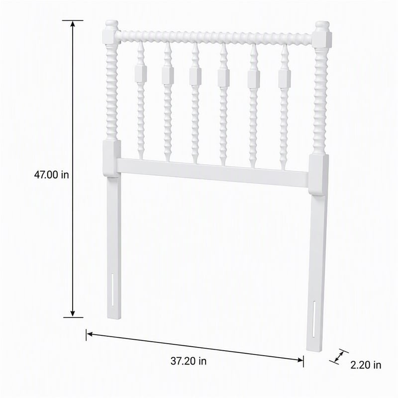 Pemberly Row Juliette Turned Spindle Wood Twin Headboard in White