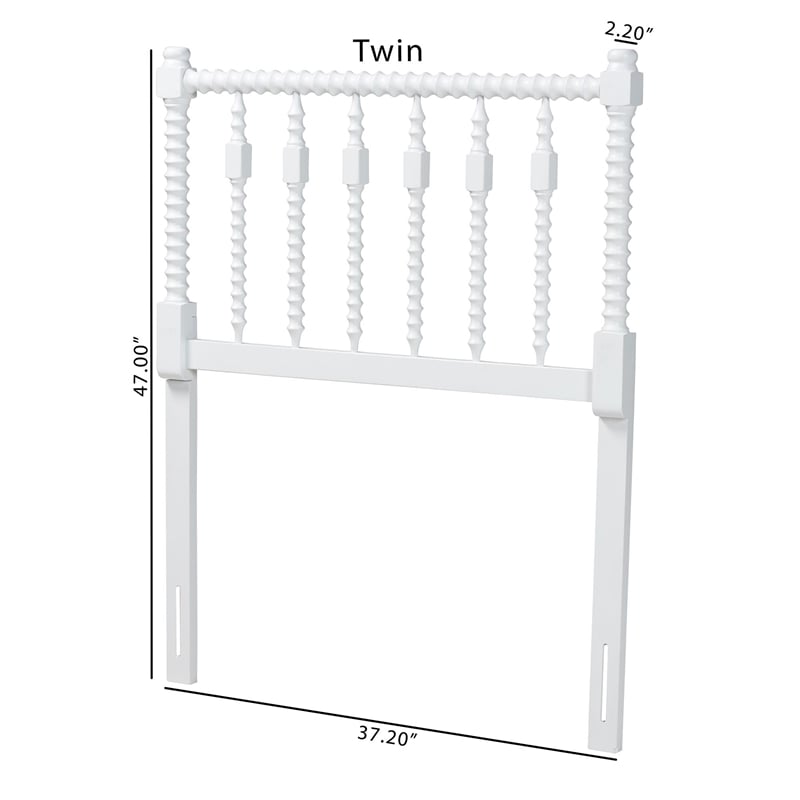 Pemberly Row Juliette Turned Spindle Wood Twin Headboard in White