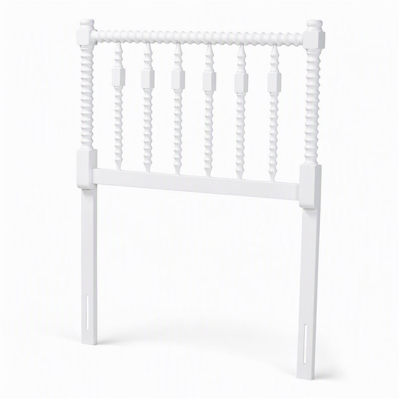 Pemberly Row Juliette Turned Spindle Wood Twin Headboard in White