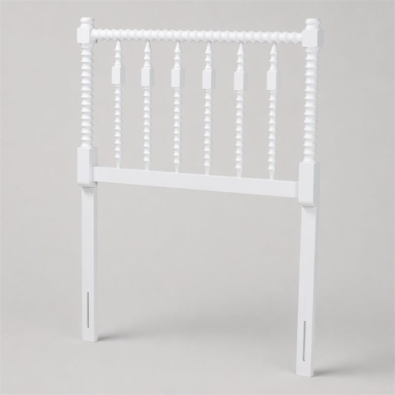 Pemberly Row Juliette Turned Spindle Wood Twin Headboard in White