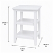 Pemberly Row End Table with Shelves in White Wood Finish 18 in x 18 in x 24 in