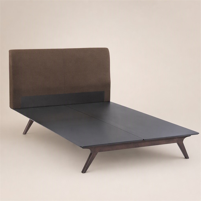 Pemberly Row Queen Platform Bed in Cappuccino Brown with MDF and Rubberwood