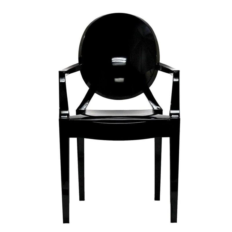 Pemberly Row Polycarbonate Armchairs Black Set of 2 for Indoor/Outdoor Use
