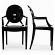 Pemberly Row Polycarbonate Armchairs Black Set of 2 for Indoor/Outdoor Use