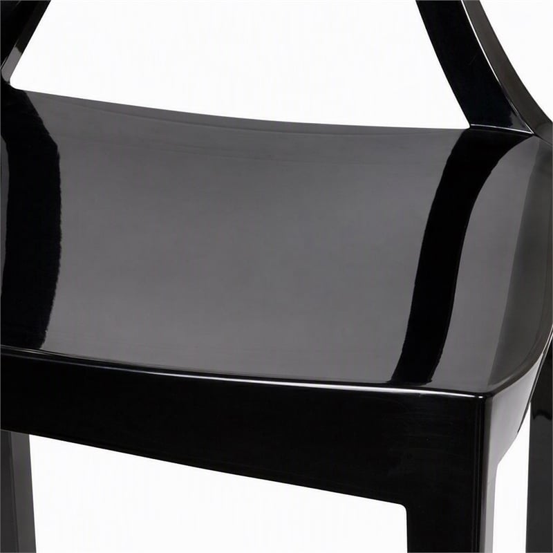 Pemberly Row Polycarbonate Armchairs Black Set of 2 for Indoor/Outdoor Use
