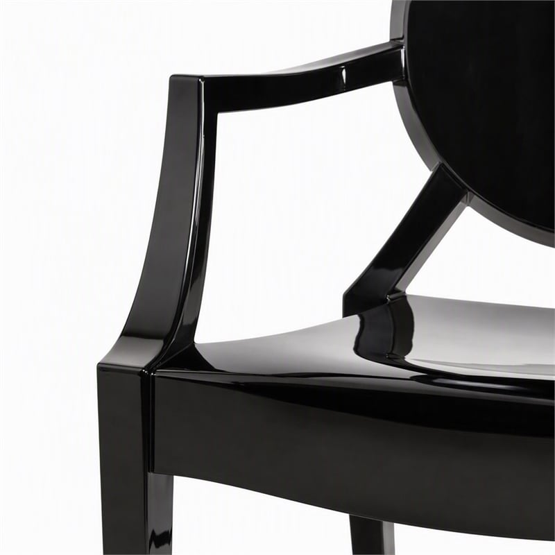 Pemberly Row Polycarbonate Armchairs Black Set of 2 for Indoor/Outdoor Use