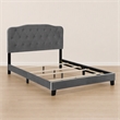 Pemberly Row King Bed with Velvet Upholstered Headboard in Gray