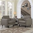 Pemberly Row Upholstered Fabric Armchairs in Granite Gray Set of 2