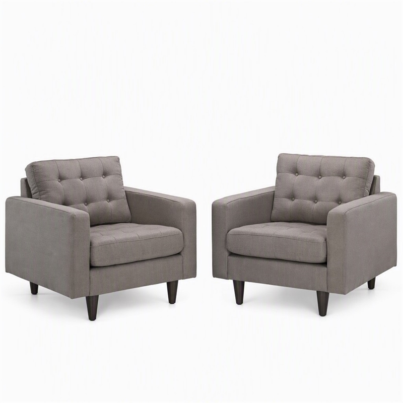 Pemberly Row Upholstered Fabric Armchairs in Granite Gray Set of 2