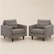 Pemberly Row Upholstered Fabric Armchairs in Granite Gray Set of 2