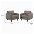 Pemberly Row Upholstered Fabric Armchairs in Granite Gray Set of 2