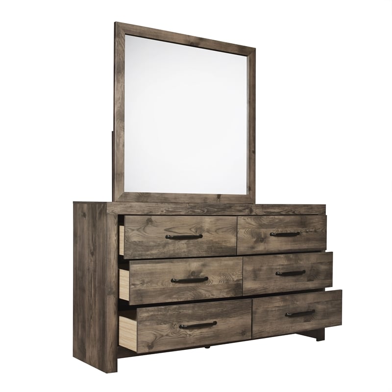 Pemberly Row 2-Piece Dresser and Mirror Set in MDF Wood with Greige Finish