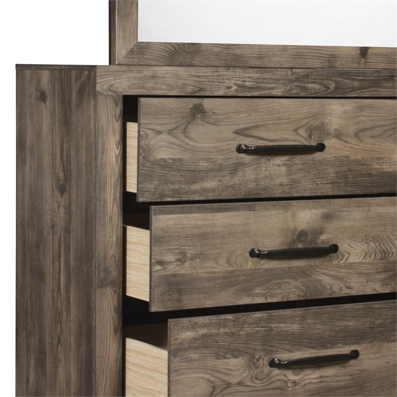 Pemberly Row 2-Piece Dresser and Mirror Set in MDF Wood with Greige Finish