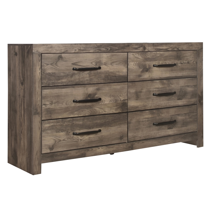 Pemberly Row 6-Drawer Dresser in MDF Wood with Greige Finish