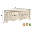 Pemberly Row 4-Door Solid Wood Sideboard in White with Carved Details