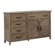 Pemberly Row Tybee Solid Pine 5-Drawer Dresser in Sand Finish