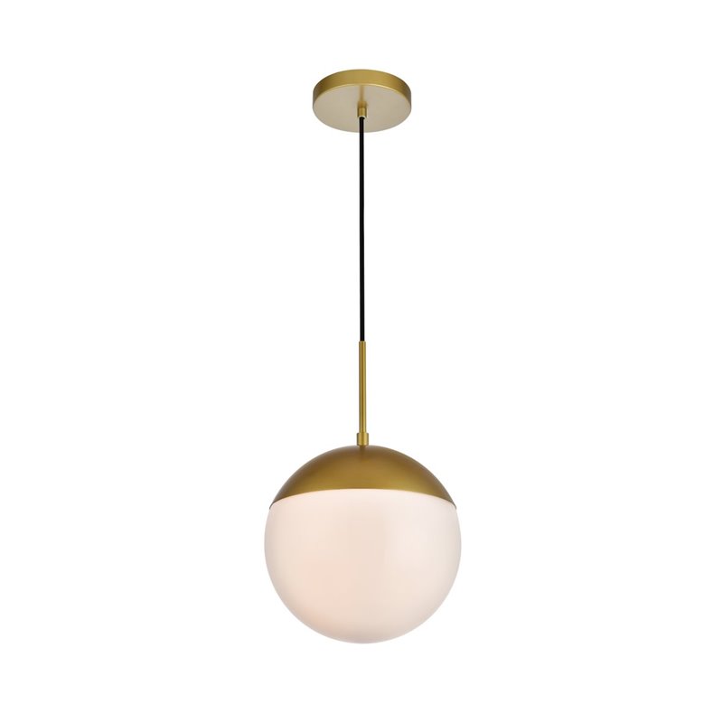 Pemberly Row Eclipse 1-Light Metal and Frosted White Glass Pendant