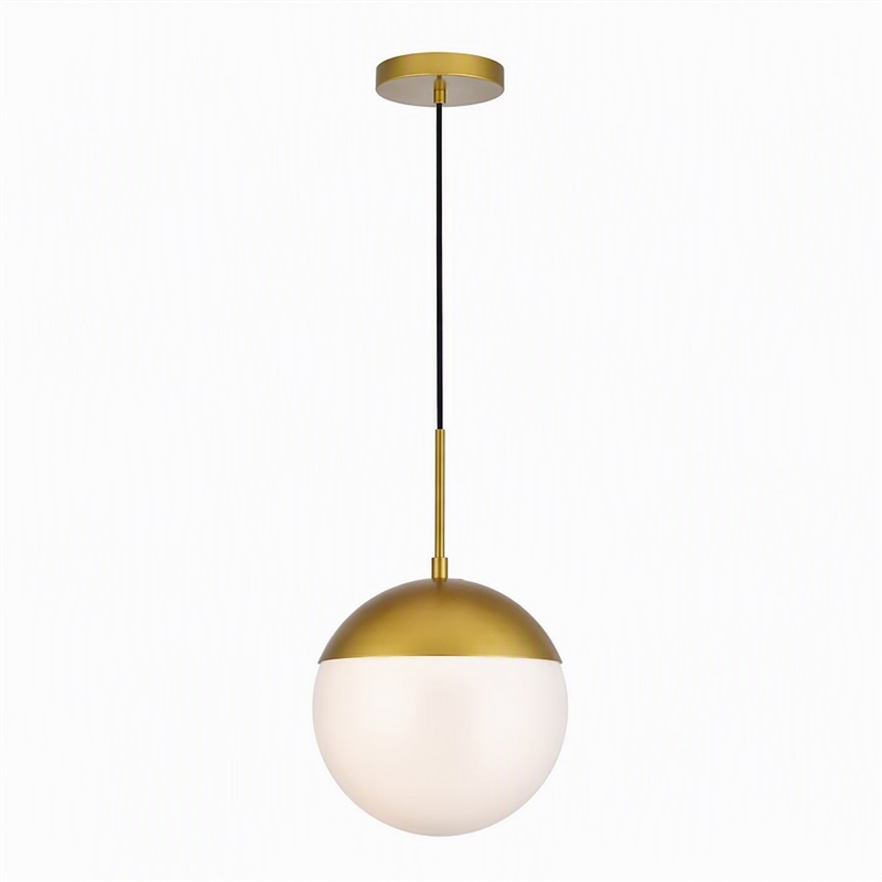 Pemberly Row Eclipse 1-Light Metal and Frosted White Glass Pendant