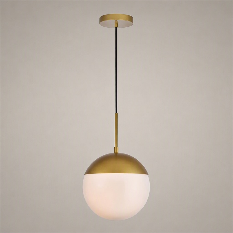 Pemberly Row Eclipse 1-Light Metal and Frosted White Glass Pendant