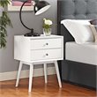Pemberly Row Wood Nightstand in White with Two Glide Drawers