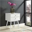 Pemberly Row Wood Nightstand in White with Two Glide Drawers
