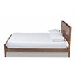 Pemberly Row Avena Queen Size Brown Wood Platform Bed Slatted Headboard