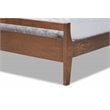 Pemberly Row Avena Queen Size Brown Wood Platform Bed Slatted Headboard