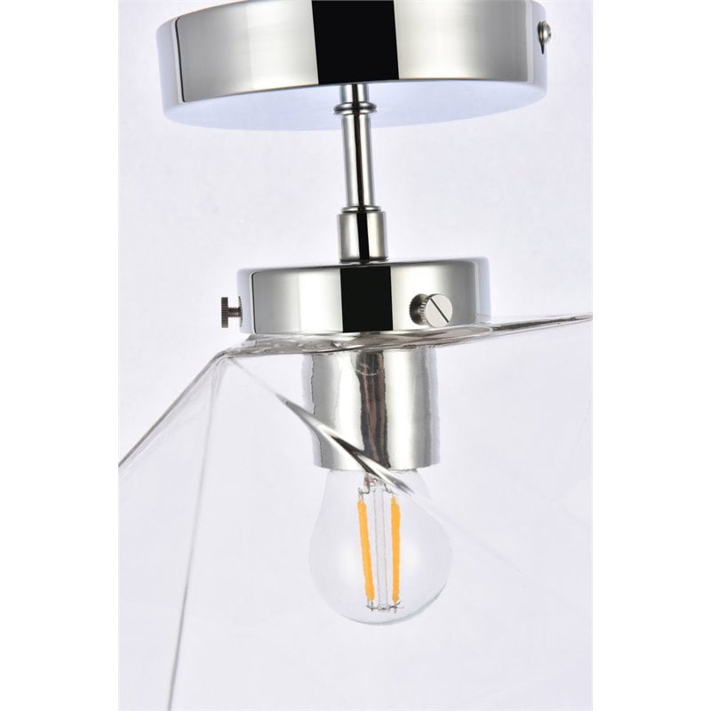Pemberly Row 1-Light Metal Flush Mount with Clear Glass in Chrome