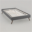 Pemberly Row Twin Polyester Fabric Bed Frame with Splayed Legs in Gray Finish