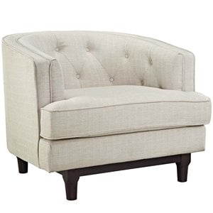 Pemberly Row Modern Upholstered Armchair Polyester Fabric Beige