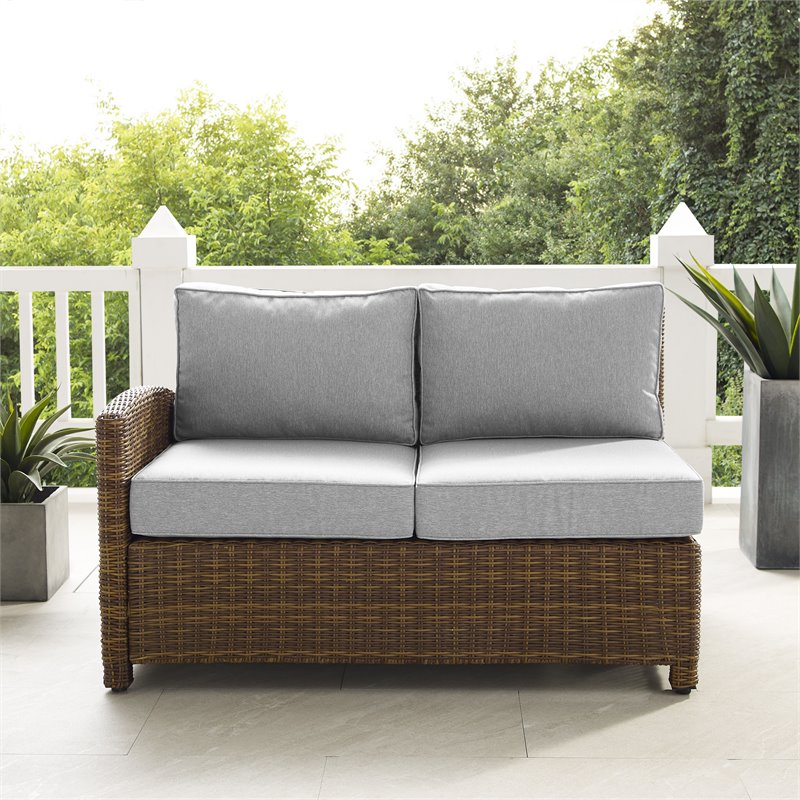 Pemberly Row Left Side Sectional Loveseat with Gray Cushions