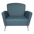 Pemberly Row Club Chair in Blue Bonded Leather with Chrome Legs