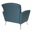 Pemberly Row Club Chair in Blue Bonded Leather with Chrome Legs