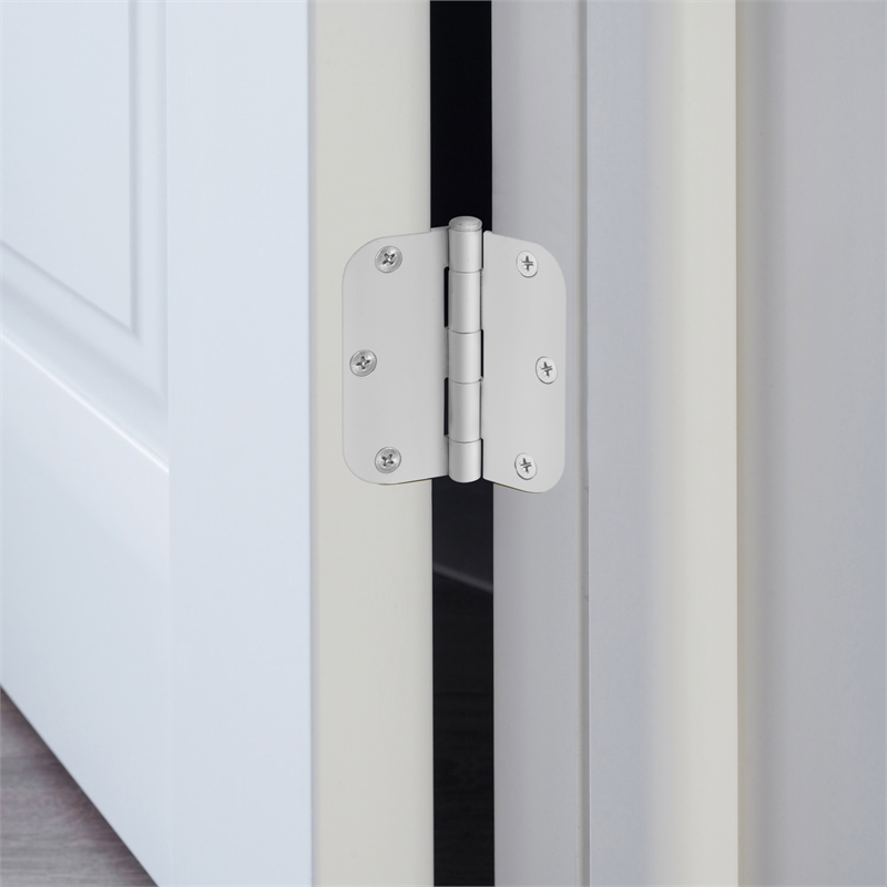 Pemberly Row Stainless Steel Door Hinges Painted White 3.5 in 12 Pack