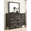 Pemberly Row Rubberwood 6-Drawer Dresser with Mirror in Nutmeg