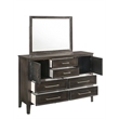 Pemberly Row Rubberwood 6-Drawer Dresser with Mirror in Nutmeg