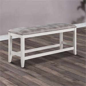 Pemberly Row Rubberwood Acacia Dining Bench White & Brown 54&quotW x 18&quotD x 26&quotH