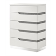 Pemberly Row Paradox 5-Drawer Chest in White Gloss Laminate