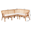 Pemberly Row Handwoven Rattan L-Shaped Dining Bench Set