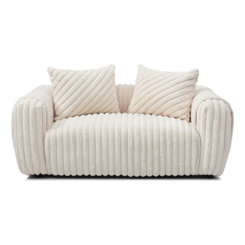 Pemberly Row Boucle Fabric Upholstered Loveseat in White