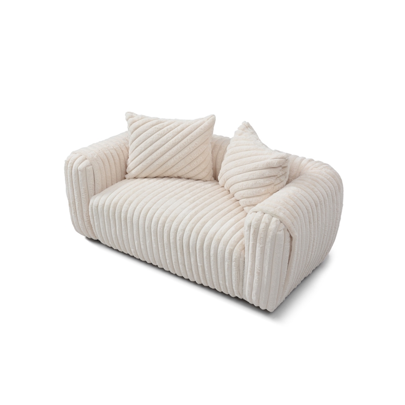 Pemberly Row Boucle Fabric Upholstered Loveseat in White
