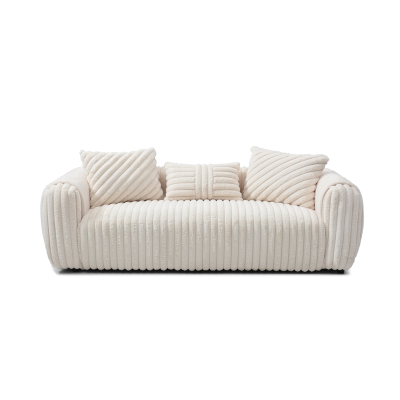 Pemberly Row Boucle Upholstered White Fabric Sofa