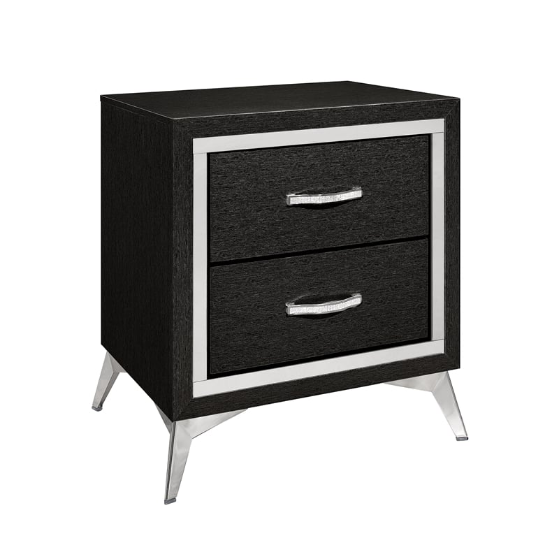 Pemberly Row 2-Drawer Nightstand (Set of 2) in Black Wood Finish