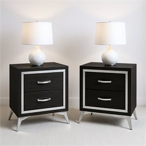 Pemberly Row 2-Drawer Nightstand (Set of 2) in Black Wood Finish
